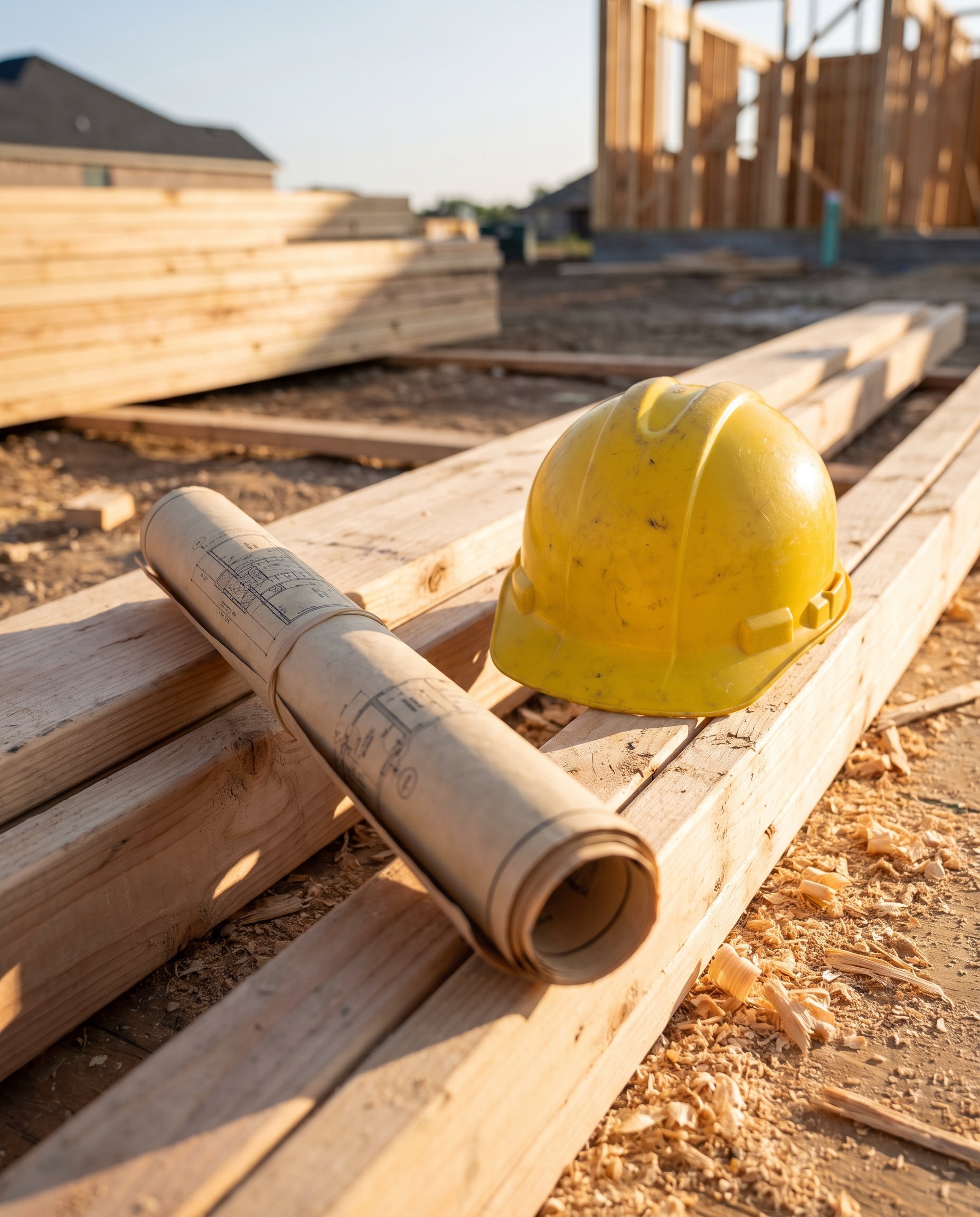 Blueprints and craftsmanship on a Sullivan Signature Homes job site